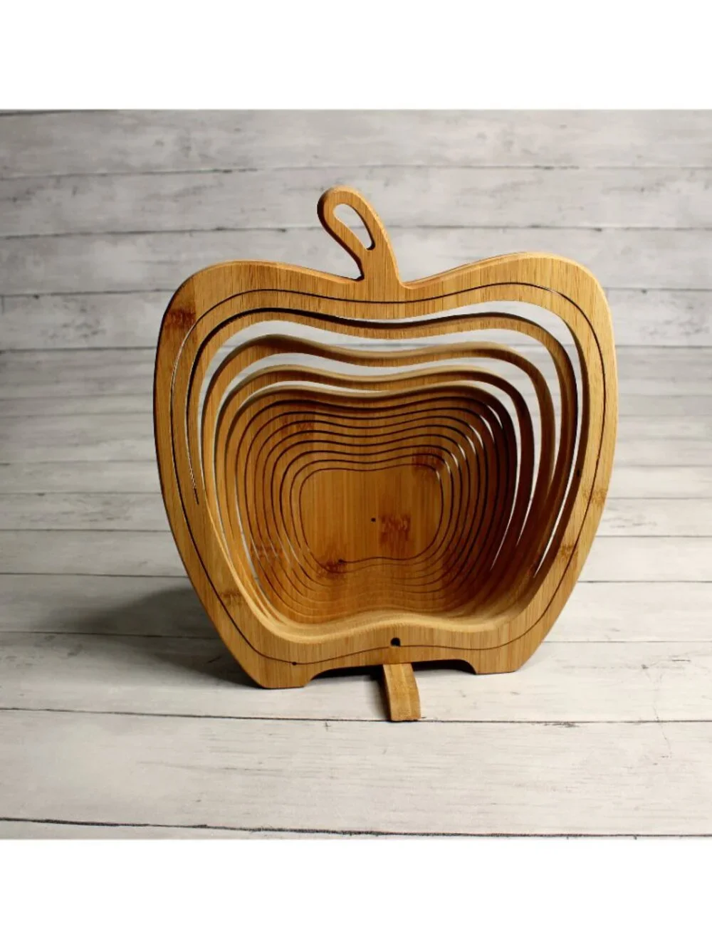 Oh Nuts! Wooden Apple Basket Fruit Bowl Collapsible